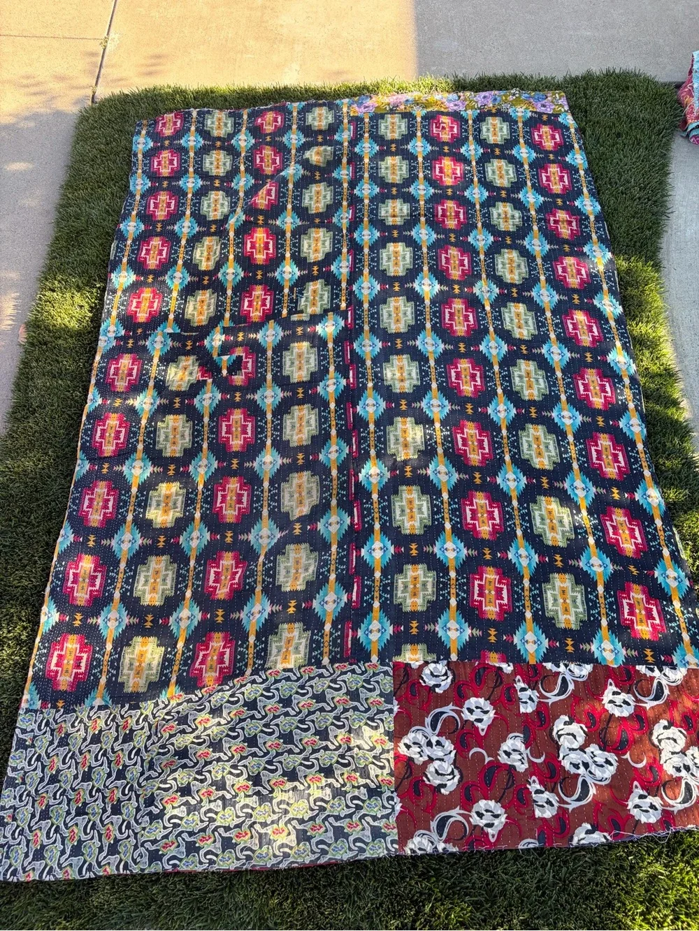 Kantha Handmade Patchwork Quilted Throw Blanket